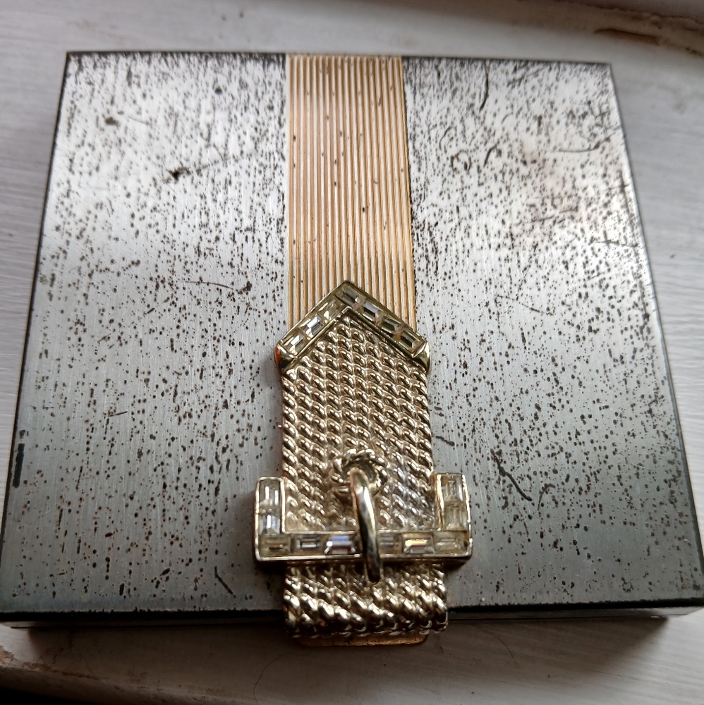 Vintage Volupte Compact Rhinestone Buckle Square 2.5”x 2.5” USA